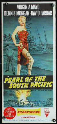 s183 PEARL OF THE SOUTH PACIFIC Australian daybill movie poster '55 sexy!