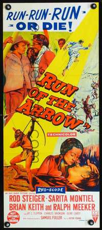 s127 RUN OF THE ARROW Australian daybill movie poster '57 Fuller, Steiger