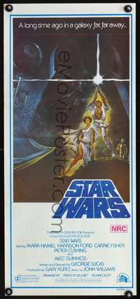 s086 STAR WARS Australian daybill movie poster '77 Tom Jung artwork!