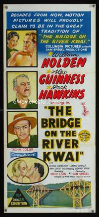 s519 BRIDGE ON THE RIVER KWAI Australian daybill movie poster '58 Holden