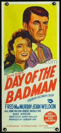 s451 DAY OF THE BADMAN Australian daybill movie poster '58 Fred MacMurray