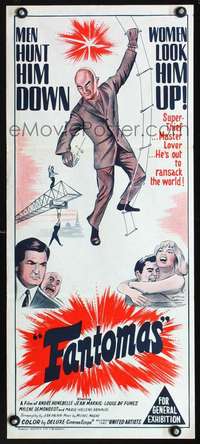 s396 FANTOMAS Australian daybill movie poster '66 Jean Marais, French!