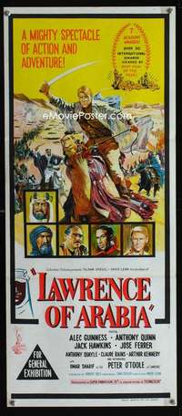 s265 LAWRENCE OF ARABIA Australian daybill movie poster '63 David Lean