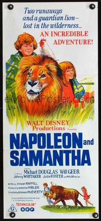 s212 NAPOLEON & SAMANTHA Australian daybill movie poster '72 Disney lion!