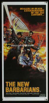 s207 NEW BARBARIANS Australian daybill movie poster '82 Italian sci-fi!