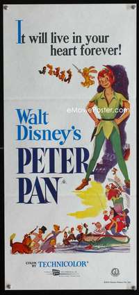 s180 PETER PAN Aust daybill R70s Walt Disney animated cartoon fantasy classic!