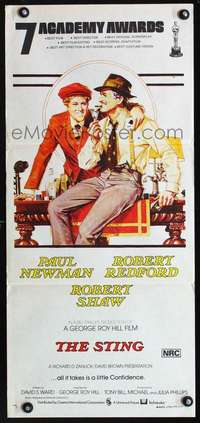 s080 STING Australian daybill movie poster '74 Paul Newman, Robert Redford