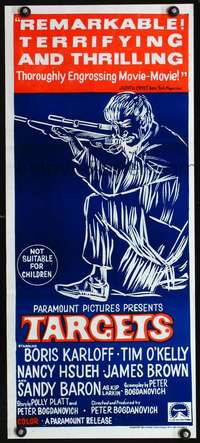 s067 TARGETS Australian daybill movie poster '68 Boris Karloff, Bogdanovich