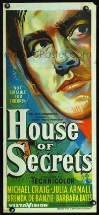 s038 TRIPLE DECEPTION Australian daybill movie poster '56 House of Secrets!
