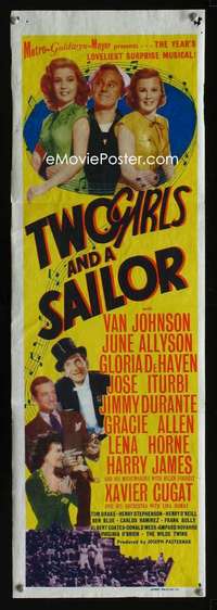 s037 TWO GIRLS & A SAILOR 10x30 Australian daybill movie poster '44 musical!