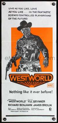 s016 WESTWORLD Australian daybill movie poster R70s cyborg Yul Brynner!