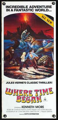 s015 WHERE TIME BEGAN Australian daybill movie poster '76 cool sci-fi art!