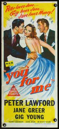 s006 YOU FOR ME Australian daybill movie poster '52 Peter Lawford, Greer