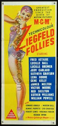 s002 ZIEGFELD FOLLIES Australian daybill movie poster '45 sexy showgirl!