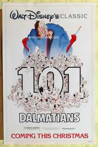 t365 ONE HUNDRED & ONE DALMATIANS advance one-sheet movie poster R85 Disney