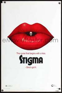 t486 STIGMA teaser one-sheet movie poster '72 cool skull in female lips art!