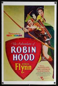 t019 ADVENTURES OF ROBIN HOOD one-sheet movie poster R76 best Errol Flynn!