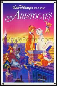 t036 ARISTOCATS one-sheet movie poster R87 Walt Disney feline cartoon!