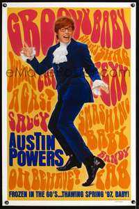 t038 AUSTIN POWERS: INT'L MAN OF MYSTERY DS teaser one-sheet movie poster '97