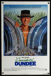 t106 CROCODILE DUNDEE one-sheet movie poster '86 Paul Hogan by Gouzee!