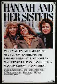 t205 HANNAH & HER SISTERS one-sheet movie poster '86 Woody Allen, Farrow