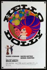 t215 HELLO DOLLY one-sheet movie poster '70 Barbra Streisand, Amsel art!