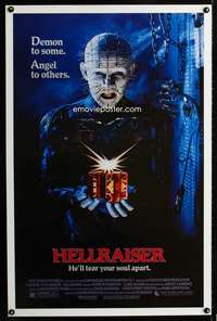 t216 HELLRAISER one-sheet movie poster '87 Clive Barker horror, Pinhead!