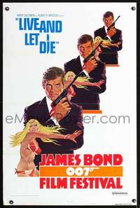 t242 JAMES BOND 007 FILM FESTIVAL style A 1sh '76 art of Roger Moore as 007 w/sexy girl!