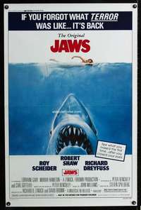 t244 JAWS one-sheet movie poster R79 Steven Spielberg classic shark!
