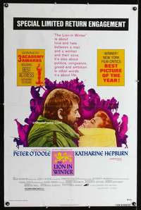 t275 LION IN WINTER one-sheet movie poster R75 Kate Hepburn, Peter O'Toole