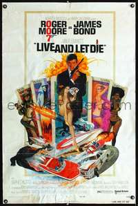 t278 LIVE & LET DIE one-sheet movie poster '73 Roger Moore as James Bond!