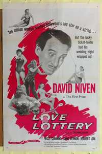 t290 LOVE LOTTERY one-sheet movie poster '56 David Niven, Peggy Cummins