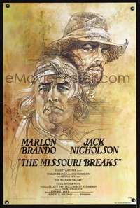 t327 MISSOURI BREAKS advance one-sheet movie poster '76 Brando, Nicholson