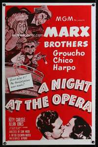t351 NIGHT AT THE OPERA one-sheet movie poster R50s Groucho, Chico, Harpo