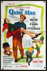 t400 QUIET MAN one-sheet movie poster R57 John Wayne, Maureen O'Hara, Ford