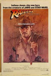 t403 RAIDERS OF THE LOST ARK one-sheet movie poster '81 Ford by Amsel!