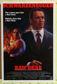 t411 RAW DEAL one-sheet movie poster '86 tough guy Arnold Schwarzenegger!