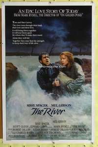 t428 RIVER one-sheet movie poster '84 Mel Gibson, Sissy Spacek, Gehm art!