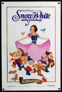 t463 SNOW WHITE & THE SEVEN DWARFS one-sheet movie poster R87 Disney