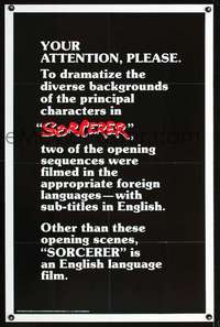 t469 SORCERER style C int'l one-sheet movie poster '77 William Friedkin