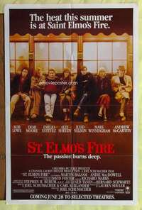 t474 ST. ELMO'S FIRE advance one-sheet movie poster '85 Rob Lowe, Demi Moore