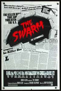 t495 SWARM advance one-sheet movie poster '78 Irwin Allen, killer bee attack!