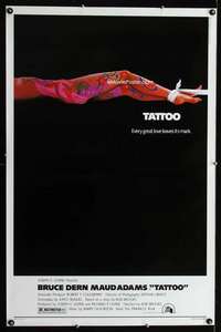 t501 TATTOO one-sheet movie poster '81 Bruce Dern, cool body art image!