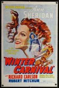 t550 WINTER CARNIVAL one-sheet movie poster R48 Ann Sheridan, Bob Mitchum