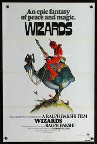 t554 WIZARDS one-sheet movie poster '77 Ralph Bakshi, William Stout art!