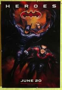 v048 BATMAN & ROBIN teaser DS 1sh '97 heroes George Clooney, O'Donnell & Silverstone!