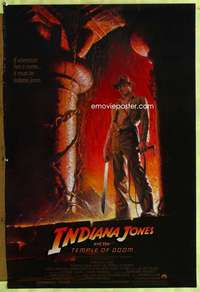 v176 INDIANA JONES & THE TEMPLE OF DOOM brown one-sheet movie poster '84