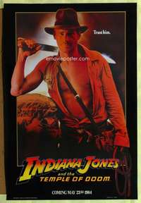 v177 INDIANA JONES & THE TEMPLE OF DOOM teaser one-sheet movie poster '84