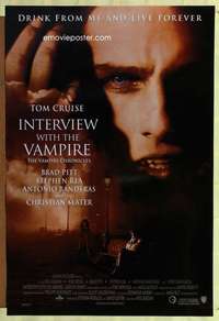 v181 INTERVIEW WITH THE VAMPIRE DS; advance one-sheet movie poster '94 Cruise