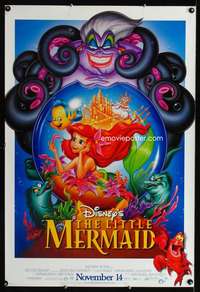v198 LITTLE MERMAID DS advance one-sheet movie poster R97 Ariel & witch!